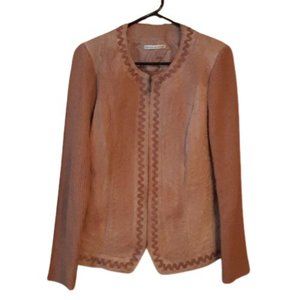 Peter Nygard Stamped Leather Jacket Tan Brown VINTAGE